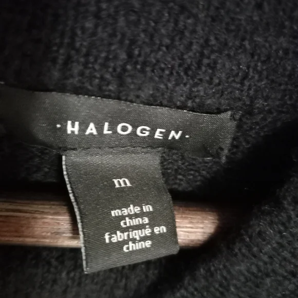 Halogen M Merino Wool Blend Mock Turtle Neck Pullover Pocket Soft Sweater - Picture 8 of 10